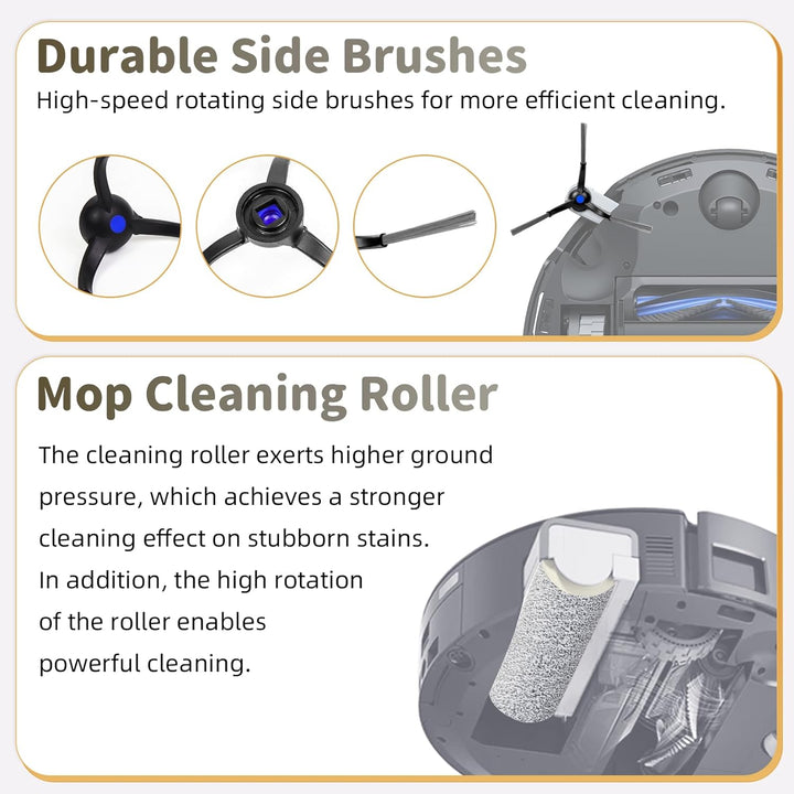 VIEWALL Zubehör für ECOVACS DEEBOT X8 PRO Omni /X8 Omni Staubsauger,1 Hauptbürste, 2 Rolle Wischtüch