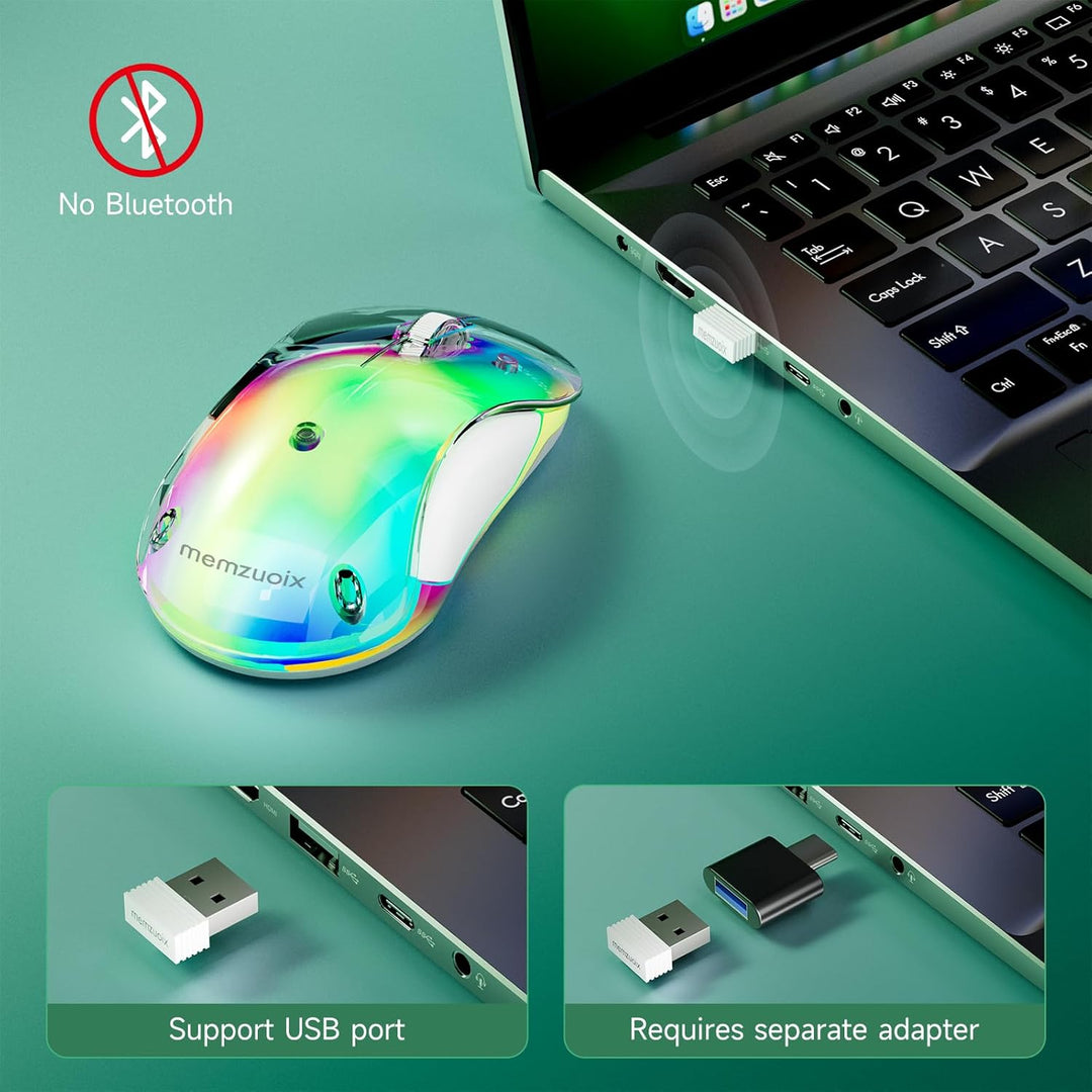 memzuoix LED Kabellose Maus – Wiederaufladbare 2.4G Optische Maus mit Magnetischer Abdeckung, Sanfte