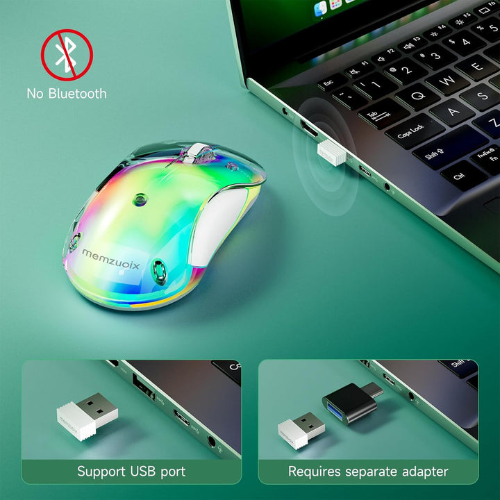 memzuoix LED Kabellose Maus – Wiederaufladbare 2.4G Optische Maus mit Magnetischer Abdeckung, Sanfte