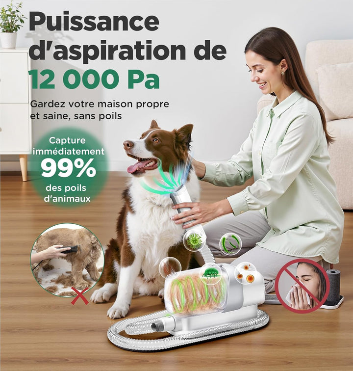 Gimars 2,3L Hundeschermaschine mit Staubsauger, 12000k Pa Saugkraft Hundestaubsauger Leises Schermas