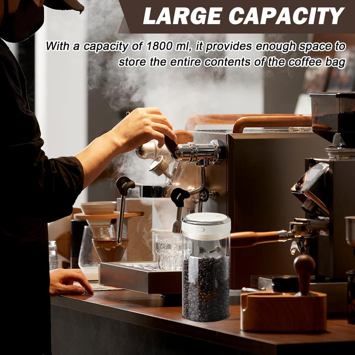 Kaffeedose luftdicht, 2 Stück kaffeedosen 1100ml 1700ml, Transparent Vakuum Kaffeebohnen Behälter Gl