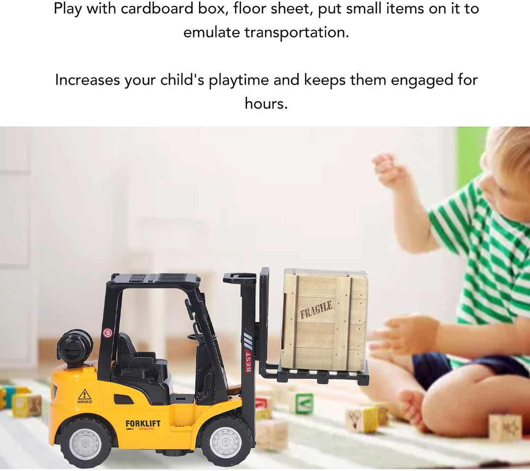 Metall Spielzeug Gabelstapler Kinder 360° Drehbar Robuster Mini Baufahrzeug Spielset ohne Batterie f