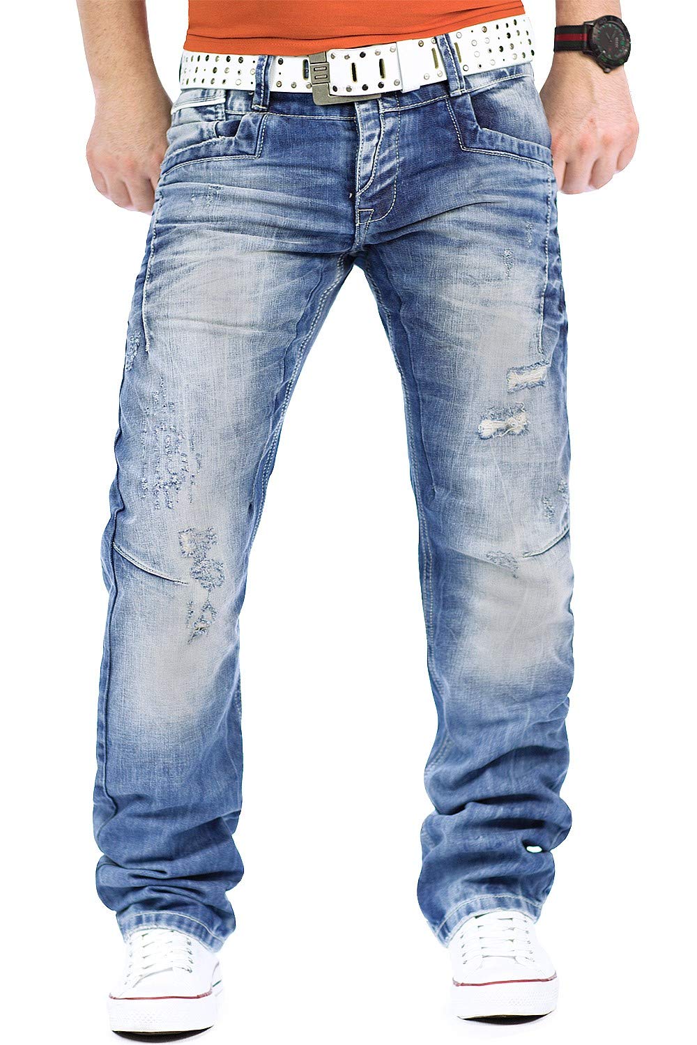 Cipo & Baxx Herren Destroyed Jeans bans 42W / 34L Blau - 21, 42W / 34L Blau - 21