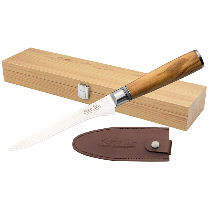 15 cm Ausbeinmesser, 67-lagiger VG-10 Damaststahl, Griff aus Olivenholz