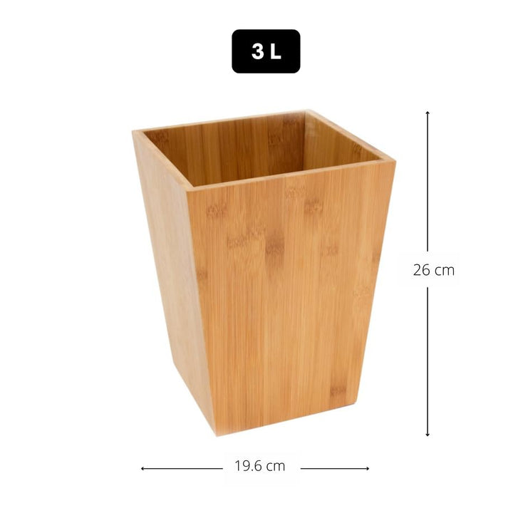 MSV Abfalleimer Papierkorb Bambus - 10 Liter - 26,5 x 20 x 20 cm Bambou, Bambou