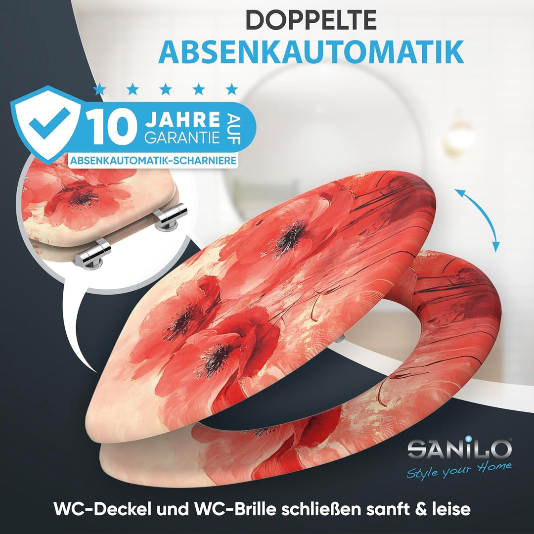 Sanilo Toilettendeckel mit Absenkautomatik, hochwertiger WC Sitz, einfache Montage, stabile Scharnie