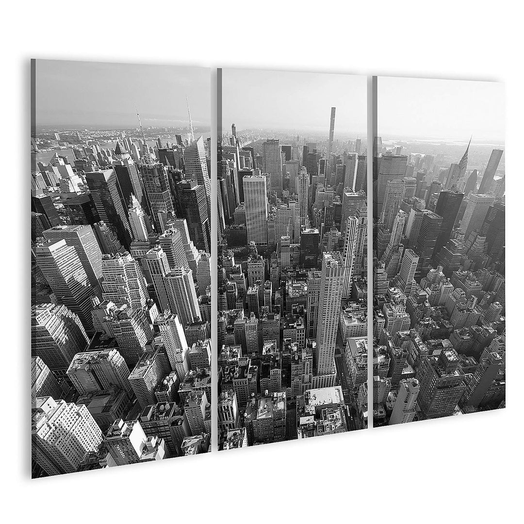 islandburner Bild auf Leinwand New York City Manhattan Skyline Schwarz Weiss Luftbild Bilder Wandbil