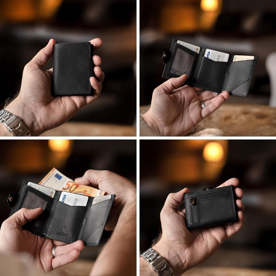 DONBOLSO Wallet NextGen Leder Slim Wallet mit Münzfach Geldbeutel mit RFID Schutz Kartenetui bis 11