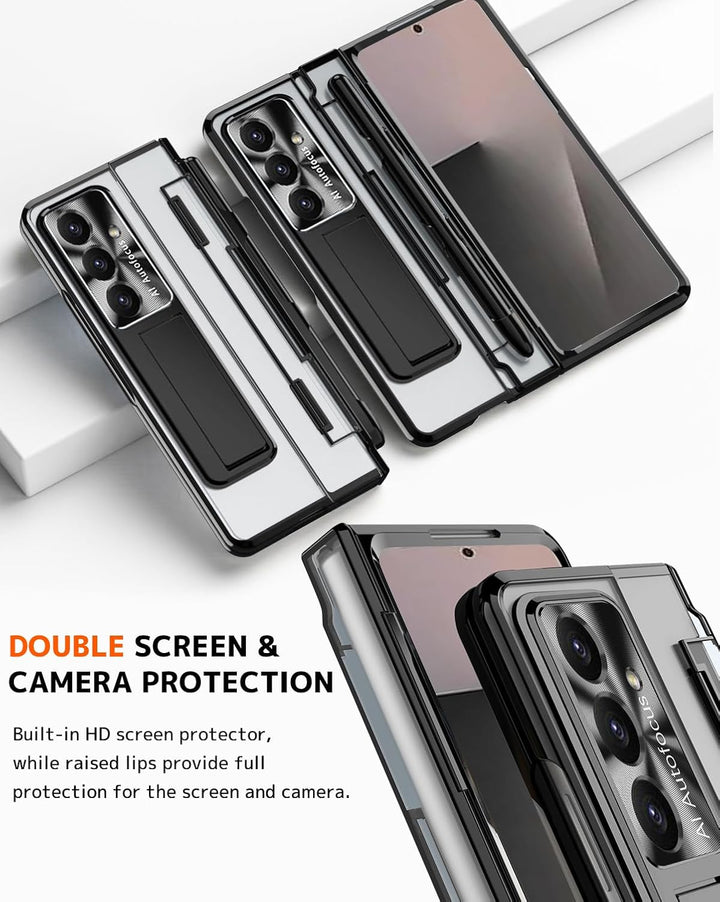 NINKI für Samsung Galaxy Z fold 7 Hülle mit S Pen Scharnierschutz,Luxus Beschichtung Transparent Cov