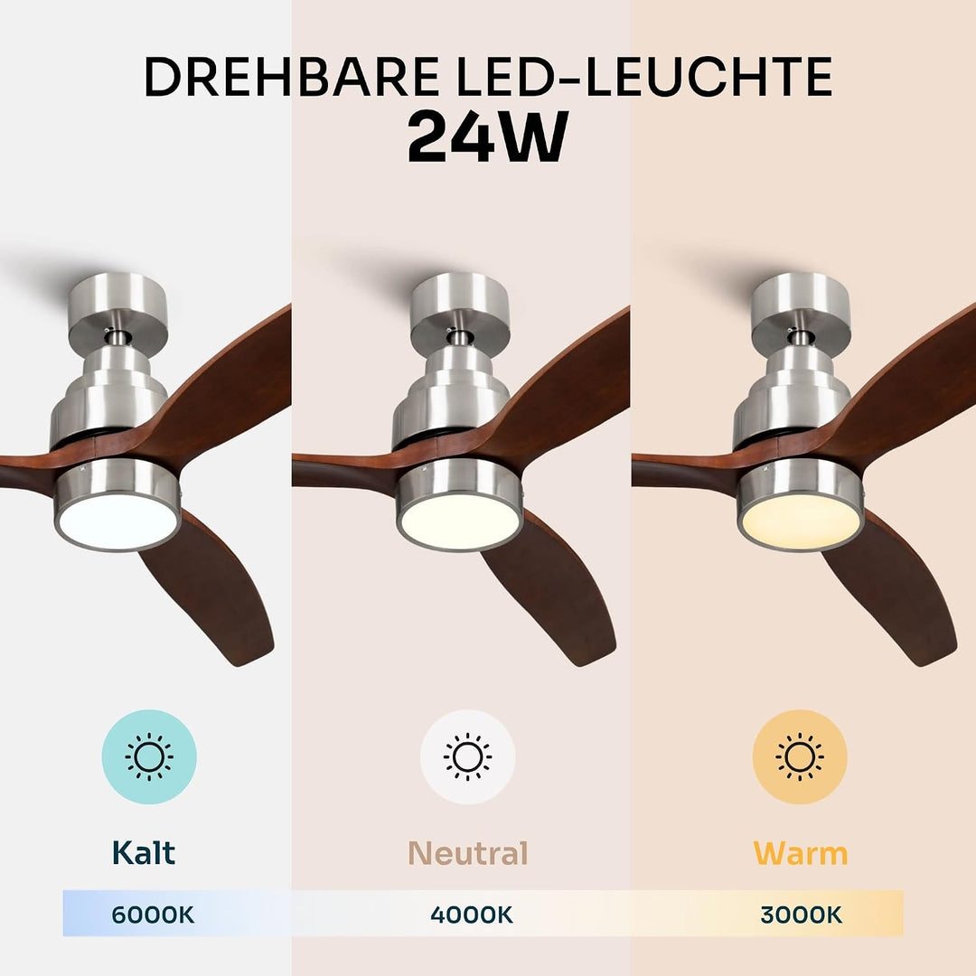 Mellerware - Deckenventilator mit Fernbedienung Brizy Bright | 45 W | 6 Geschwindigkeiten | Ultra le