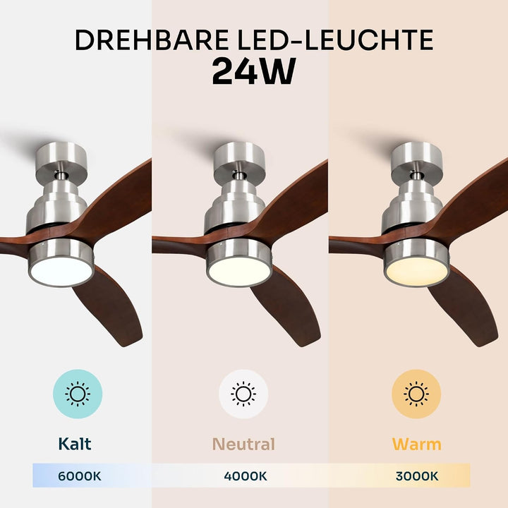 Mellerware - Deckenventilator mit Fernbedienung Brizy Bright | 45 W | 6 Geschwindigkeiten | Ultra le