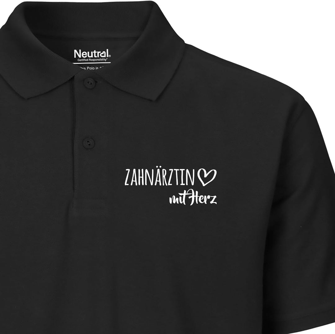 huuraa! Damen Polo Shirt Zahnärztin mit Herz Bio Baumwolle Fairtrade Oberteil Grösse XS-XXL mit Moti