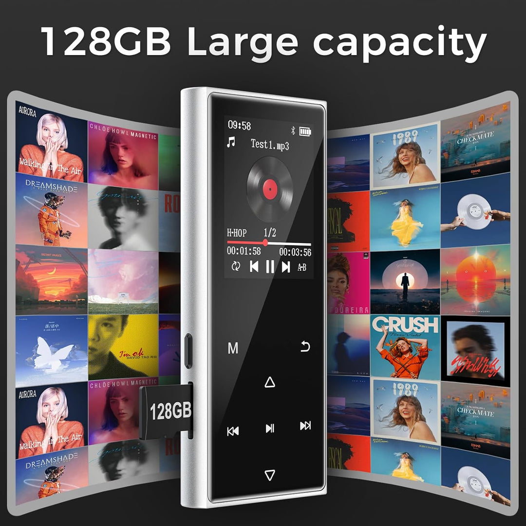 MP3 Player Bluetooth 5.3, MP3 Player Kinder mit 128GB Karte, Lautsprecher | 512GB erweiterbar, Hi-Fi