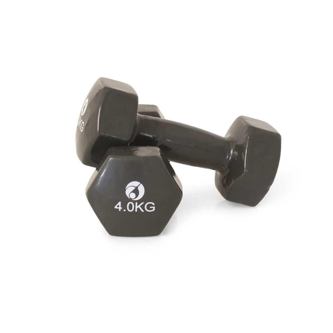 AFH Webshop Gymnastikhanteln | Hanteln | Vinyl | Kurzhanteln | Paar | 2 x 4,00 kg | dunkel-grau