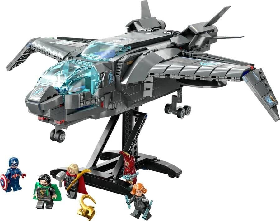 LEGO 76248 Marvel Der Quinjet der Avengers, Spielzeug Superhelden-Raumschiff mit Thor, Iron Man, Bla