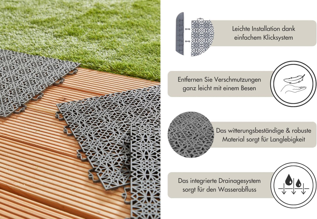 andiamo Terra Sol Terassenfliesen Klicksystem - Kunststoffplatten Aussenbereich für Balkon - Terasse