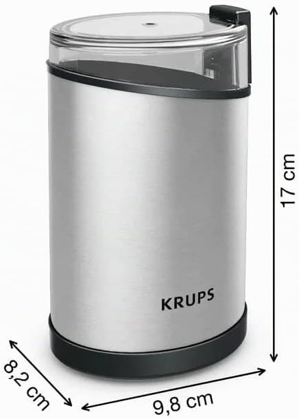KRUPS Fast Touch GX204D Elektrische Kaffeemühle mit 200 W Leistung, 75 g, Schwarz, Rostfreier Edelst