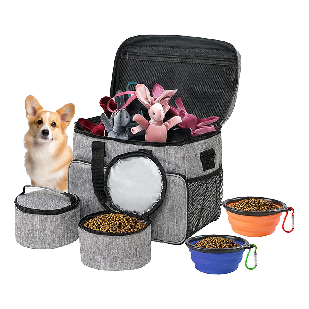 Hunde Reisetasche Grosse Hundetasche, Reisetasche für Hunde Organizer für Tierbedarf mit 2 Futterbeh
