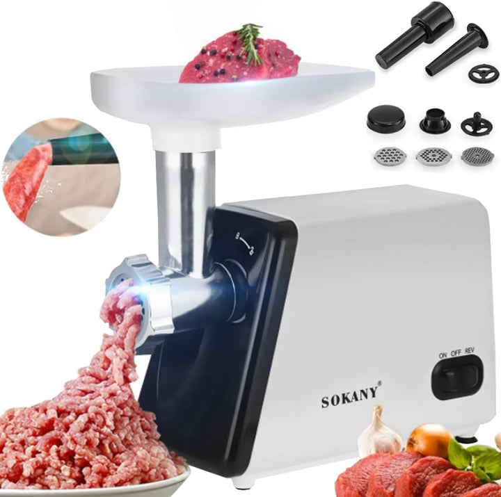 SOKANY SK-312 Fleischwolf Elektrisch Fleischmaschine 2500W, 3-IN-1 Multi Küchenmaschine Wurstfüller