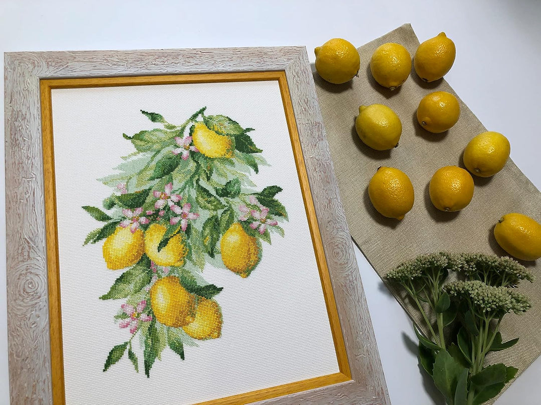 Riolis Kreuzstich Set Helle Zitronen, Zählmuster, 30x40cm