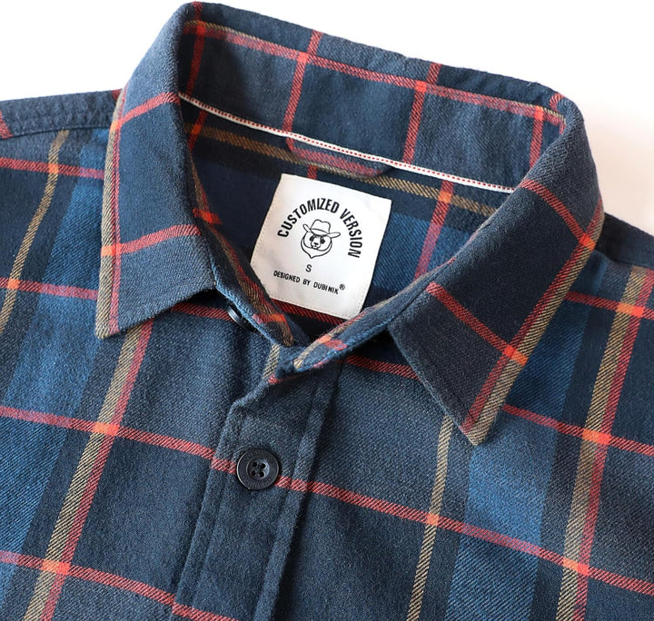Dubinik® Flanellhemd Herren Flanellhemden Herren Langarm Regular Fit Kariert Button Down Warm Freize
