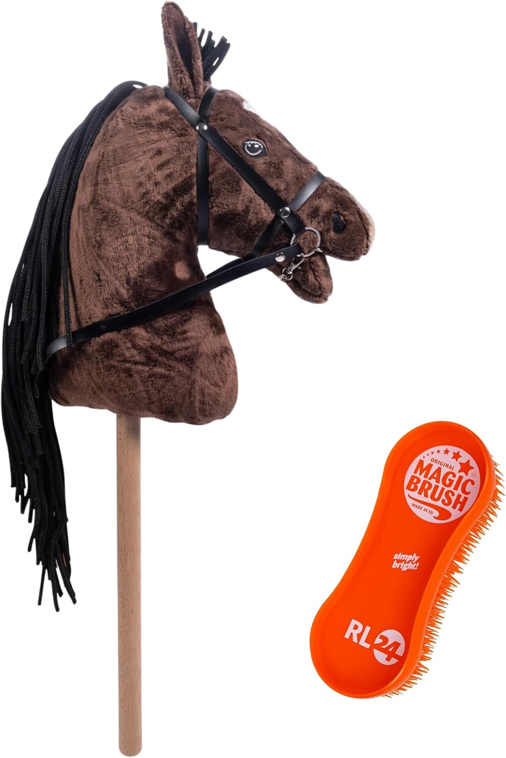 RL24 HKM - Hobby Horse Stern inkl MagicBrush | Steckenpferd mit Trense | Spielpferd aus Plüsch mit H