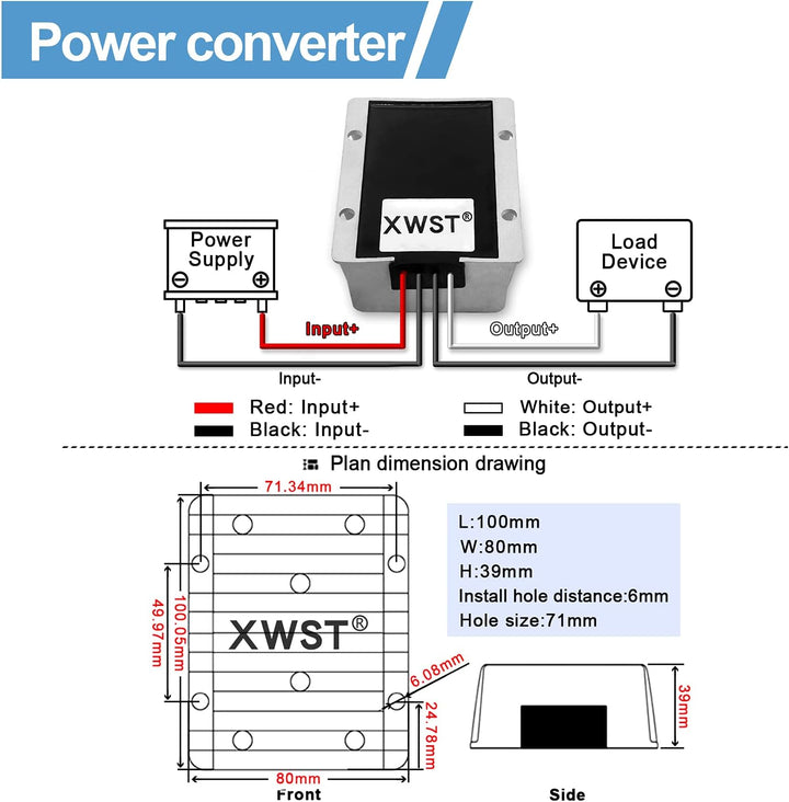 XWST DC 9-36V 12V 24V auf 12V Converter Spannungswandler 15A 180W Auto Netzteil Wandler Konverter Tr