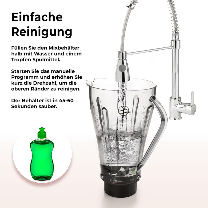 bianco di puro Hochleistungsmixer Attivo bis 24.500 U/Min Smoothie Maker inkl. Sport-To-Go Mixbecher