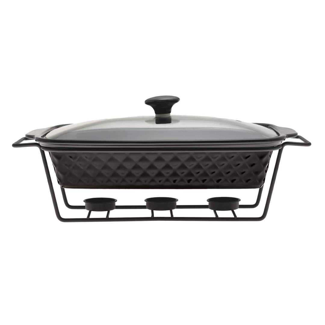 4BIG.fun Speisewärmer aus Keramik 2 L Chafing Dish Buffet-Set Keramik-Chafer Buffetwärmer Warmhalteb