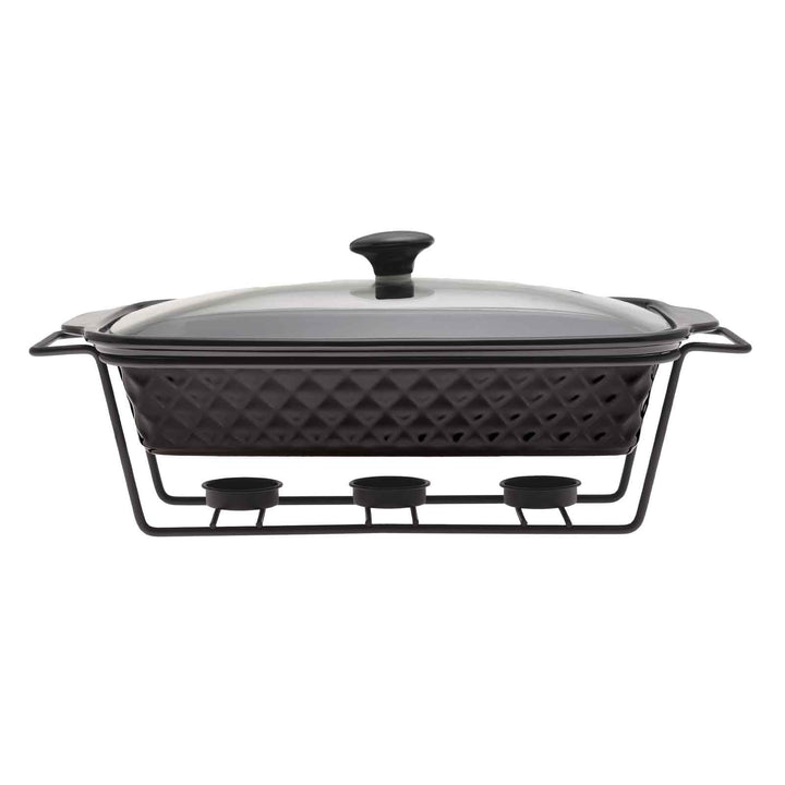 4BIG.fun Speisewärmer aus Keramik 2 L Chafing Dish Buffet-Set Keramik-Chafer Buffetwärmer Warmhalteb