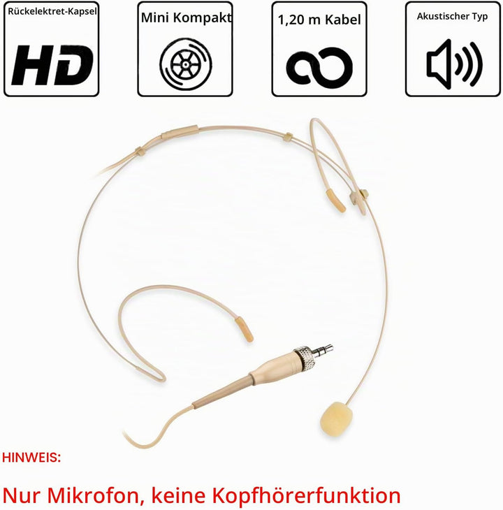 Sujeetec Headset Mikrofon Stirnband mic für Sennheiser kabellos Bodypack Transmitter Taschensender -