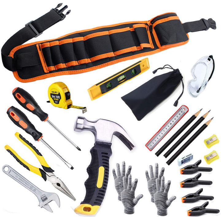 Kinder-Werkzeug-Set, Junge Bauarbeiter, Kindergrösse, echter Handwerkzeug,25-teilig, Hammer, Lernwer