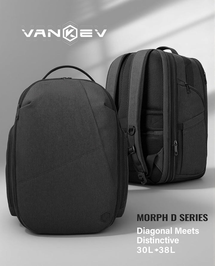 VANKEV - Morph D Erweiterbarer Reiserucksack 30L bis 38L - Unterflur Handgepäck Rucksack für EasyJet