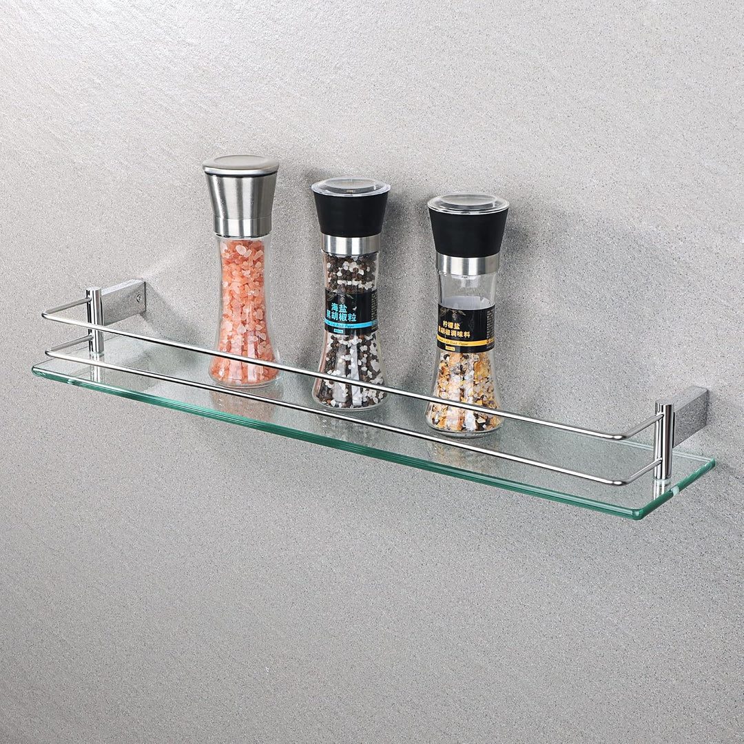 SAYAYO Duschablage Poliert Glasregal Edelstahl Duschregal Badezimmer Regal Duschkorb Shampoo Halteru