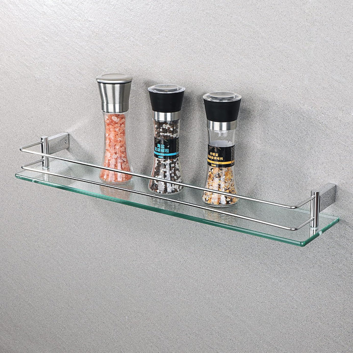 SAYAYO Duschablage Poliert Glasregal Edelstahl Duschregal Badezimmer Regal Duschkorb Shampoo Halteru