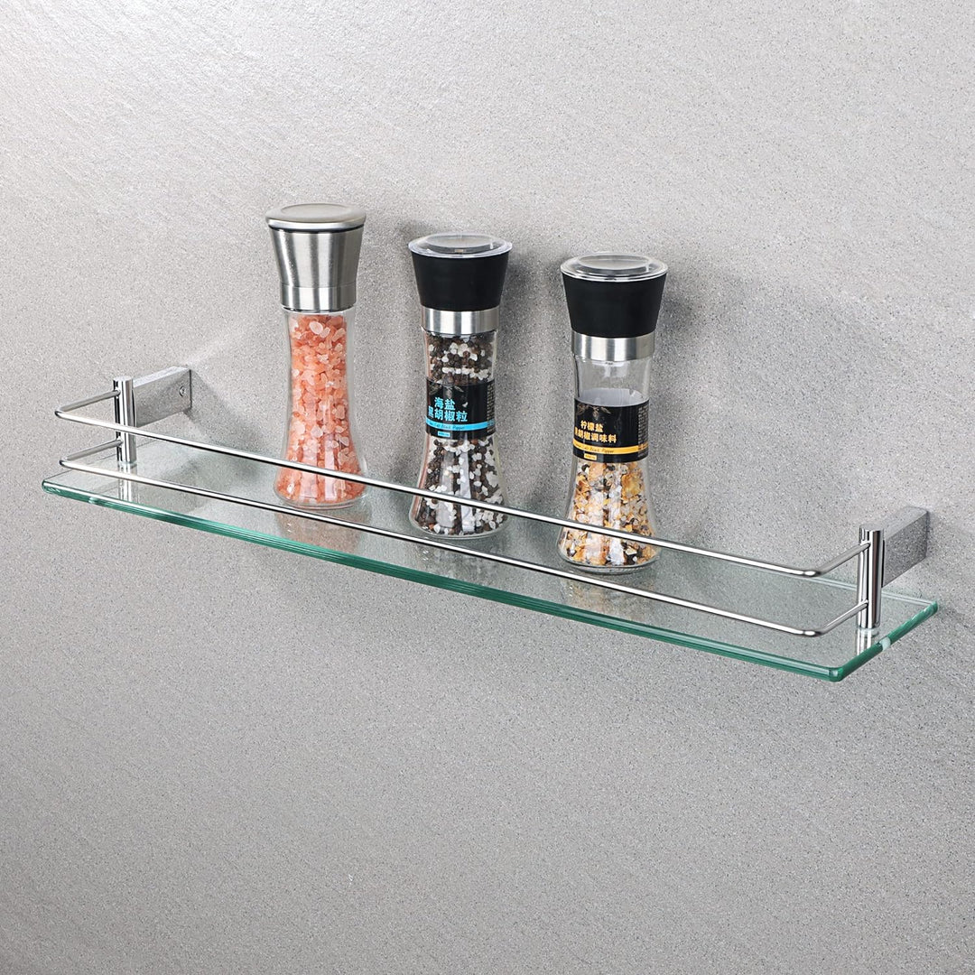 SAYAYO Duschablage Poliert Glasregal Edelstahl Duschregal Badezimmer Regal Duschkorb Shampoo Halteru