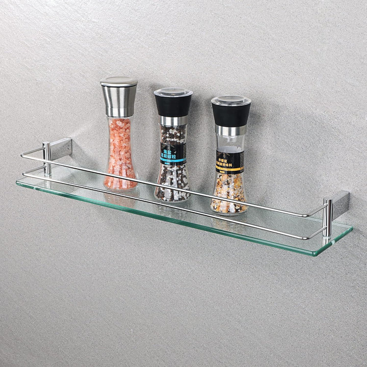 SAYAYO Duschablage Poliert Glasregal Edelstahl Duschregal Badezimmer Regal Duschkorb Shampoo Halteru