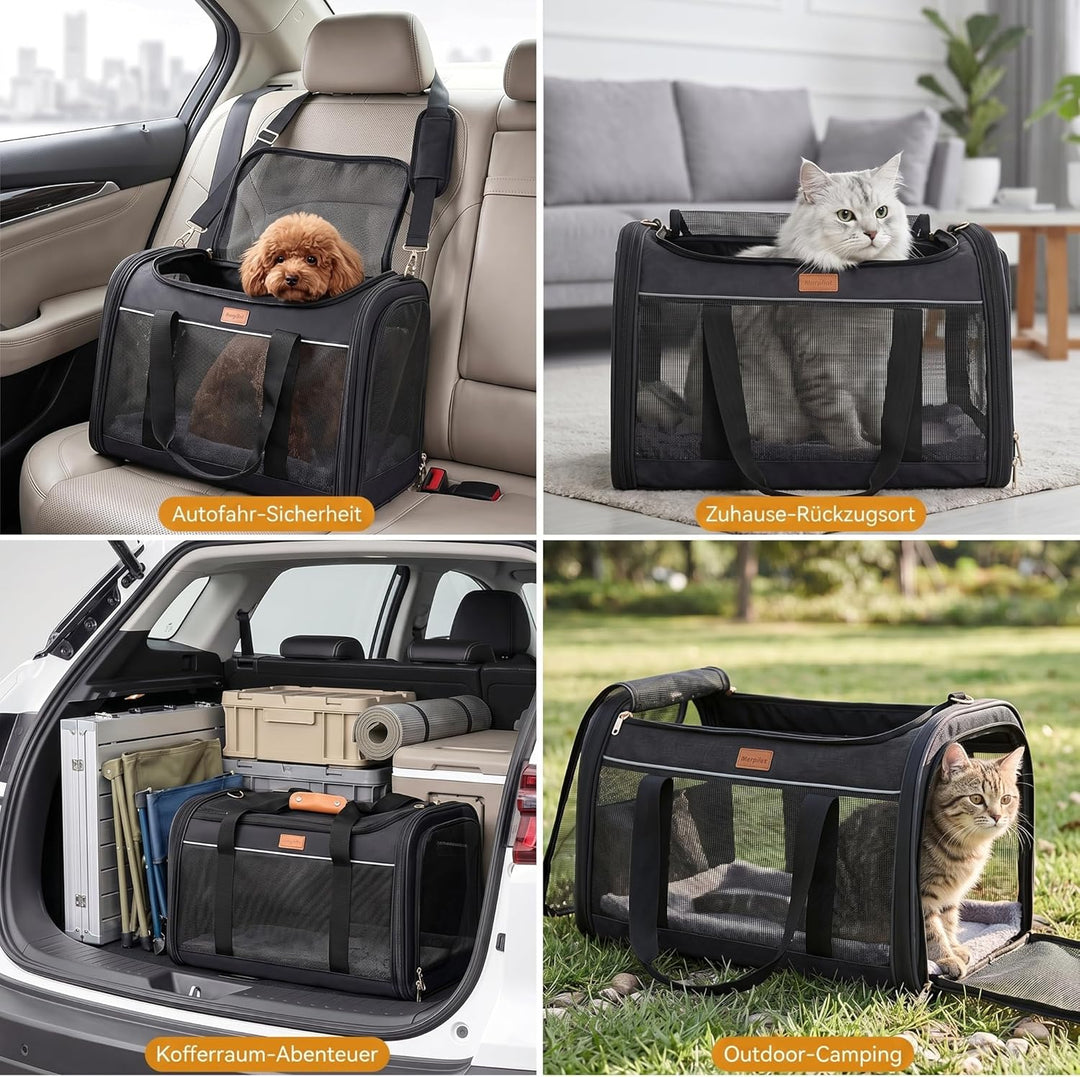 Morpilot Katzentransportbox für grosse Katzen & Welpen bis 12 kg, Transportbox Katze mit 4-seitigem