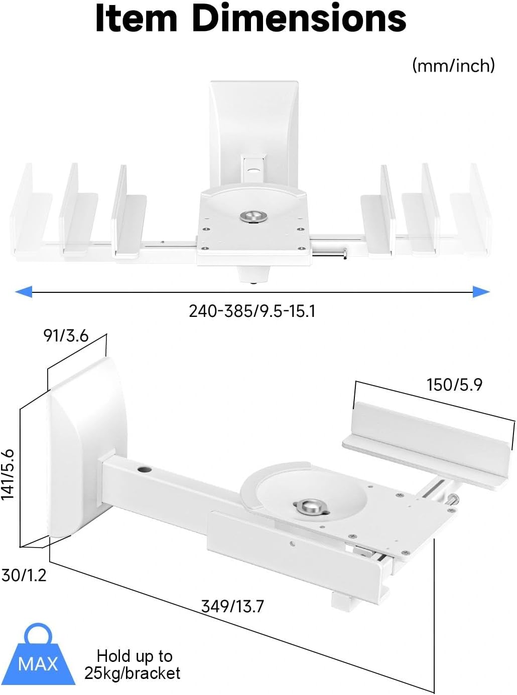 suptek Dual Side Clamping Bücherregal Lautsprecherhalterung Wandhalterung für grosse Umgebungslautsp