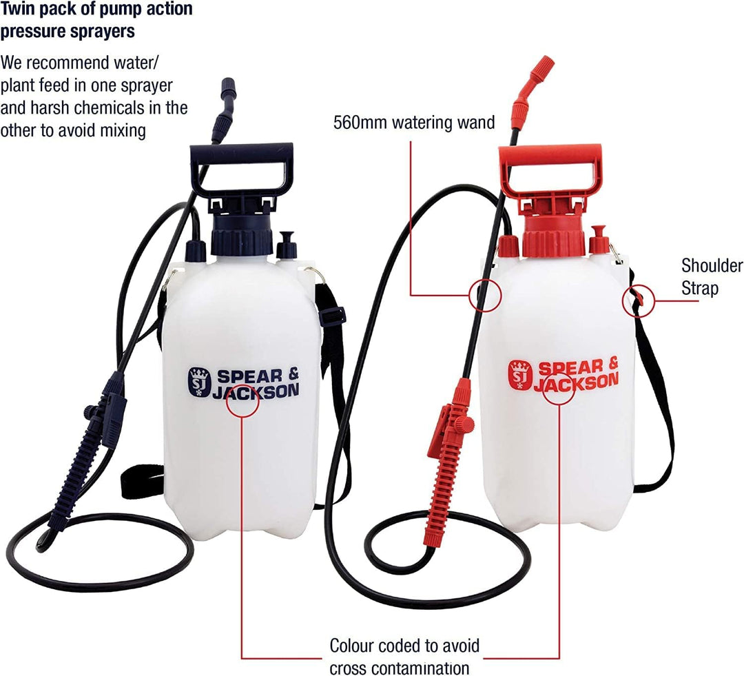 Spear & Jackson 5LPAPSTWIN Drucksprüher, 5 l, Doppelpack 5 Liter Doppelpack, 5 Liter Doppelpack