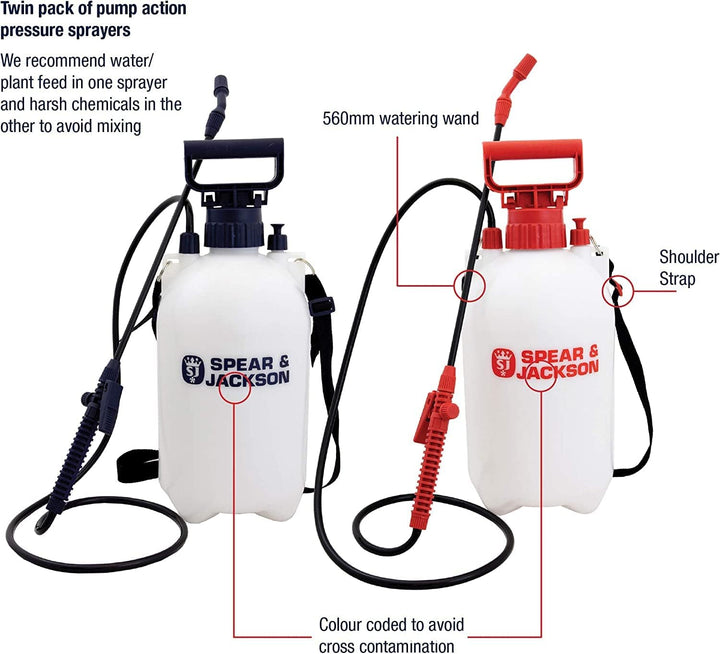 Spear & Jackson 5LPAPSTWIN Drucksprüher, 5 l, Doppelpack 5 Liter Doppelpack, 5 Liter Doppelpack