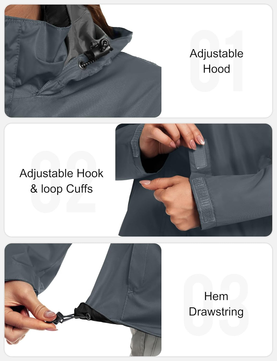 Little Donkey Andy Damen wasserdichte Regenjacke Leichte atmungsaktivem Regenjacke für Outdoor-Windb