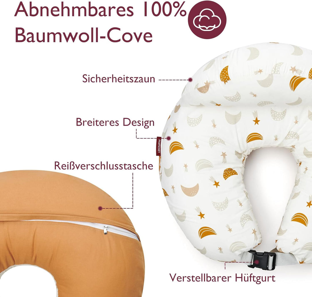 Momcozy Stillkissen mit Sicherheitsumrandung – Ergonomisches Still- und Lagerungskissen mit verstell