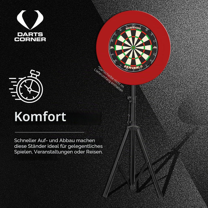 Darts Corner DM01 | Professionelles tragbares Dreibein-Stativ für Dartscheibe, Reiseständer für mobi