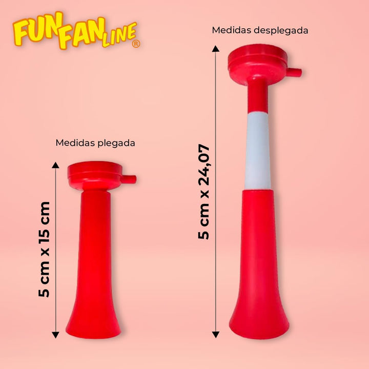 FUN FAN LINE - Pack x3 Plastik Vuvuzela Trompeten. Zubehör für Fussball- und Sportfeste. Geräuschvol
