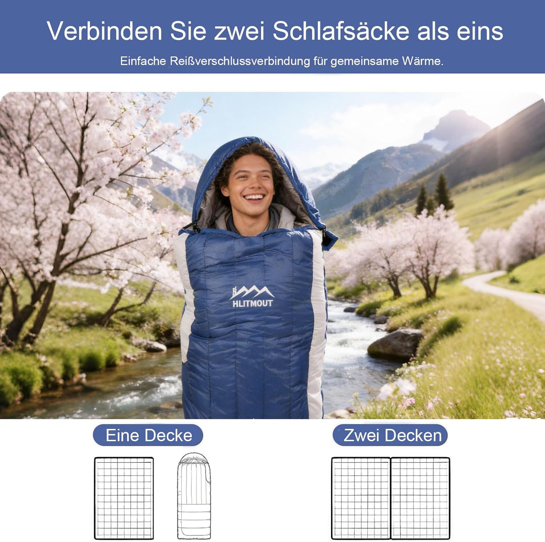 Daunen Deckenschlafsack, Leichter Kleiner Kompakt Schlafsack für Alle Jahreszeiten Camping, Wandern