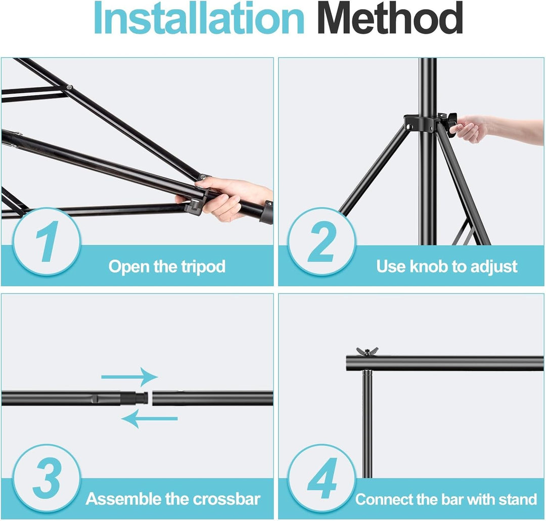 EMART 2,8x3m Hintergrundsystem stabiles Hintergrund Ständer belastbar bis 13,6kg mit 2 Klemmen, Back