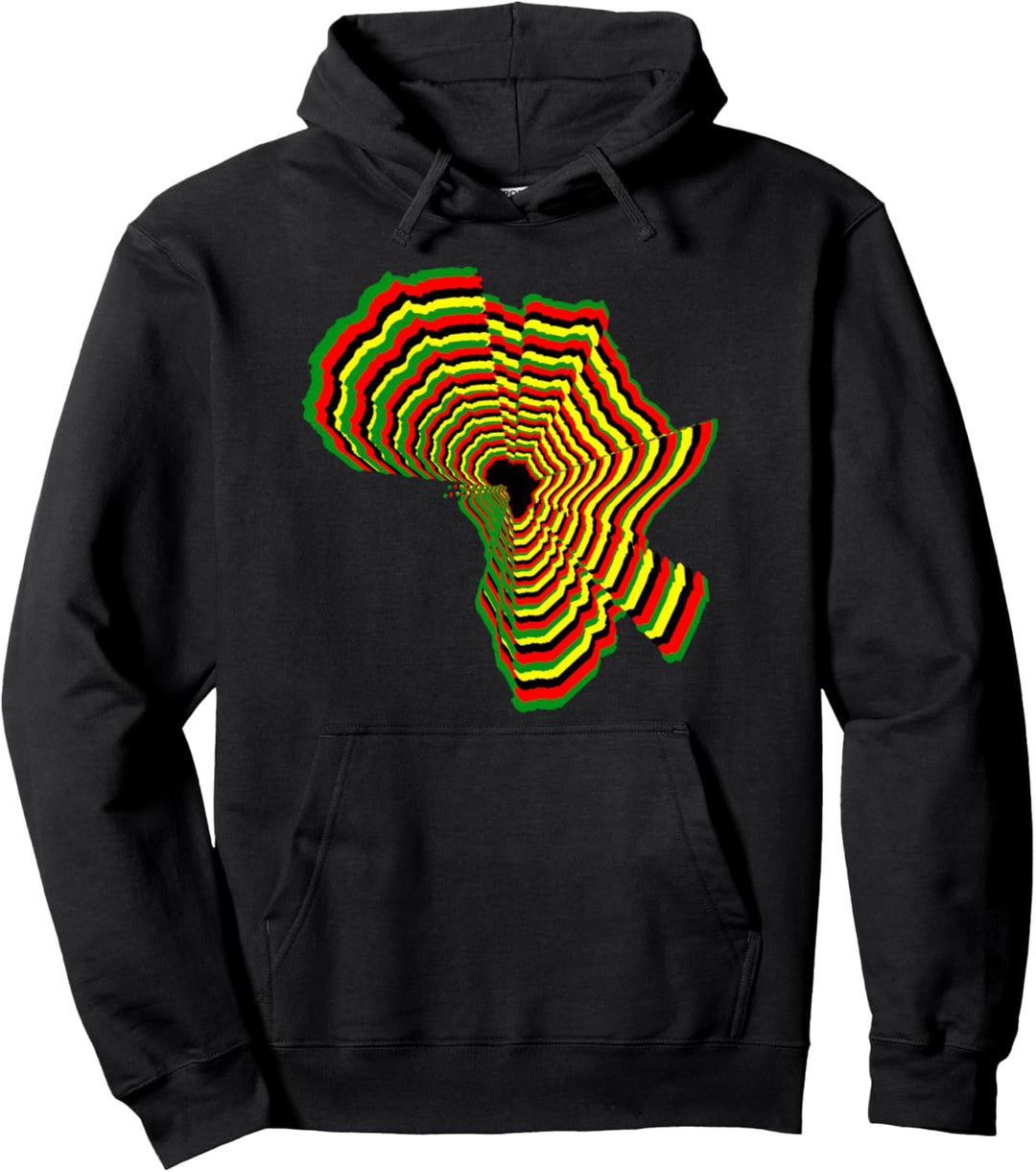 Black History Month Africa Map Mosaic Art African Colors Pullover Hoodie