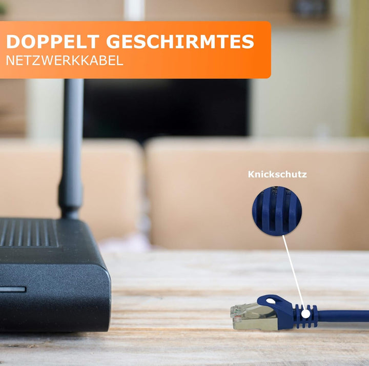 1aTTack.de 30m - blau - 1 Stück CAT.7 Netzwerkkabel Patchkabel SFTP PIMF LSZH Gigabit Lan Kabel 10Gb