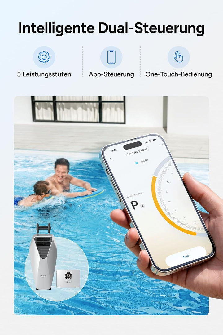 iGarden X AIR Gegenstromanlage für Pool - Tragbare Schwimmanlage mit 5 Geschwindigkeitsstufen, 2,5 S